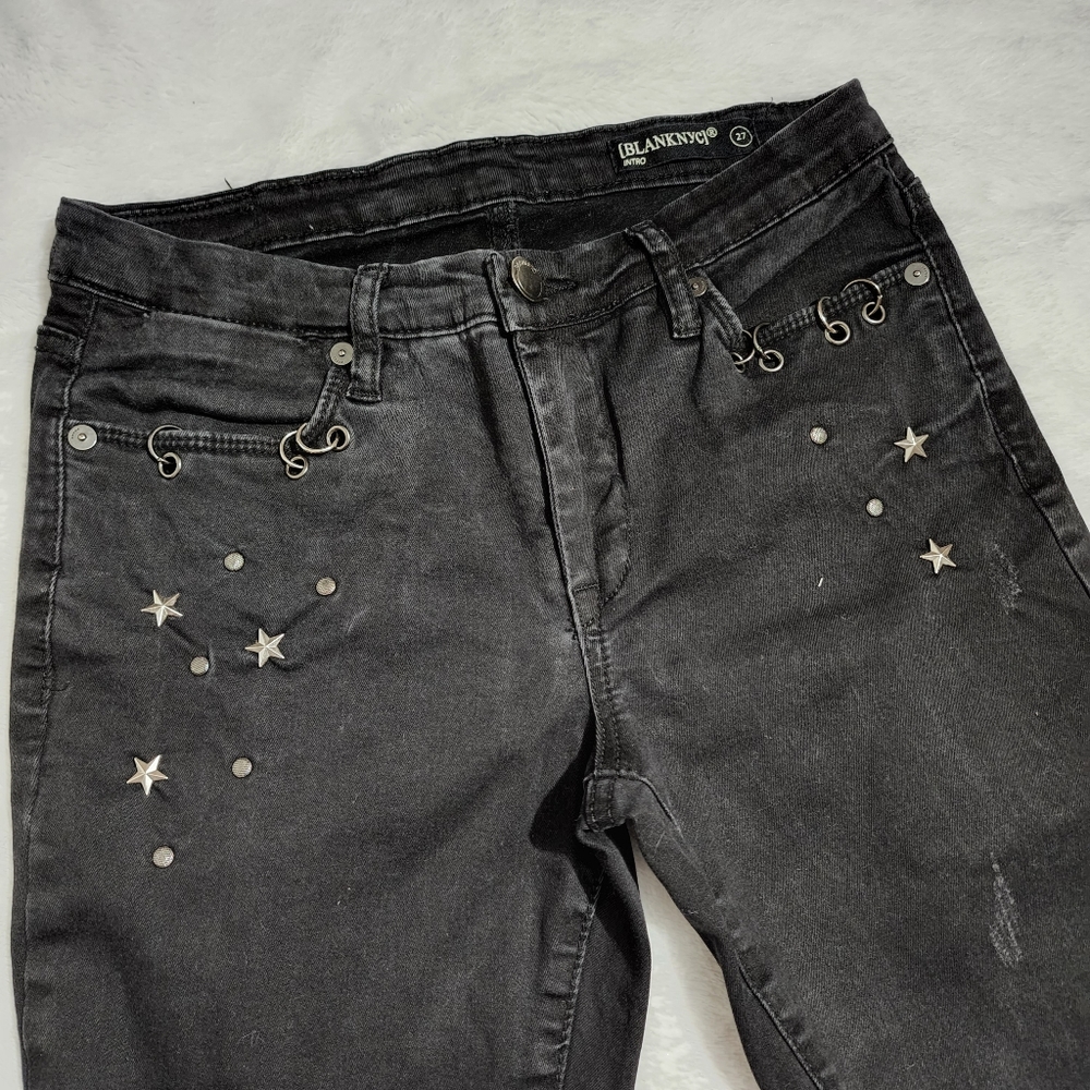 Blank NYC black studded ripped skinny jean ankle size 27